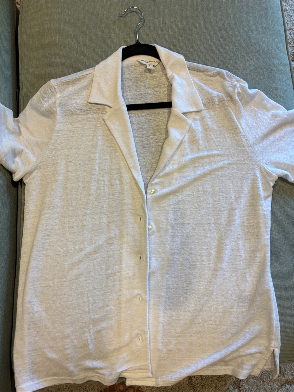 White Short Sleeve Button Front Shirt